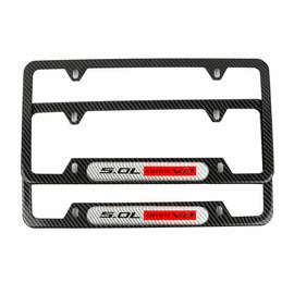 Brand New Universal 2PCS 5.0L COYOTE V8 Carbon Fiber Look Metal License Plate Frame