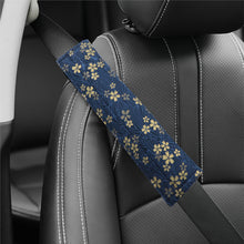 Load image into Gallery viewer, Brand New Universal 2PCS SAKURA Blue Flower Fabric Soft Cotton Seat Belt Cover Shoulder Pads