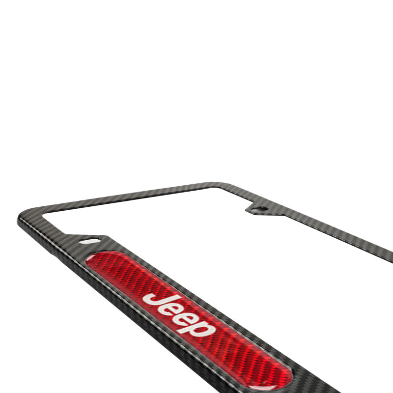 Brand New Universal 2PCS JEEP Carbon Fiber Look Metal License Plate Frame