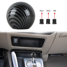 Load image into Gallery viewer, BRAND NEW UNIVERSAL JDM Aluminum Carbon Fiber Style Round Ball Manual Gear Stick Shift Knob Universal M8 M10 M12