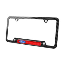 Load image into Gallery viewer, Brand New Universal 2PCS Ford Racing Carbon Fiber Look Metal License Plate Frame
