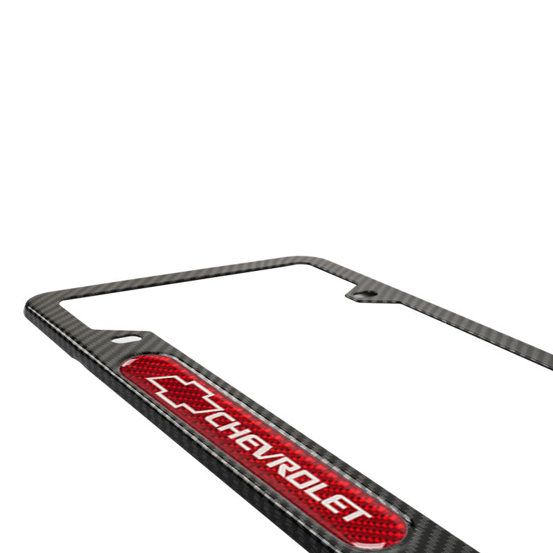 Brand New Universal 2PCS Chevrolet Carbon Fiber Look Metal License Plate Frame