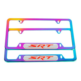Brand New Universal 2PCS SRT Neo Chrome Metal License Plate Frame