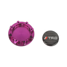 Load image into Gallery viewer, Brand New Toyota TRD Real Carbon Fiber Sticker ALUMNIUM Purple Billet Engine Oil FILLER Cap Toyota