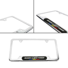 Brand New Universal 1PCS Mugen Power Silver Metal License Plate Frame