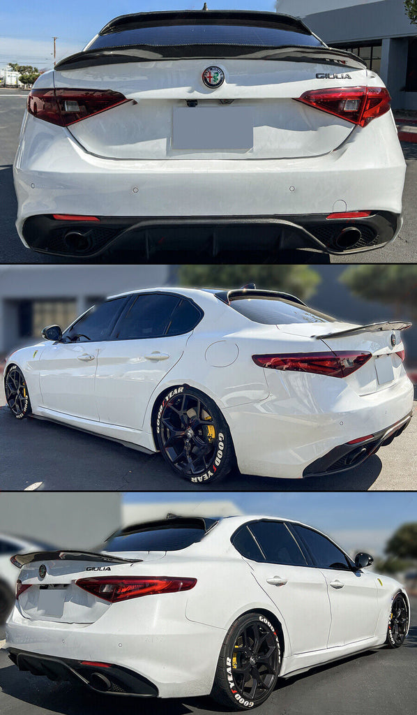 BRAND NEW 2017-2023 ALFA ROMEO GIULIA HIGH KICK Real Carbon Fiber Rear Trunk PSM Spoiler