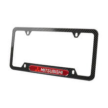 Load image into Gallery viewer, Brand New Universal 2PCS MITSUBISHI Carbon Fiber Look Metal License Plate Frame