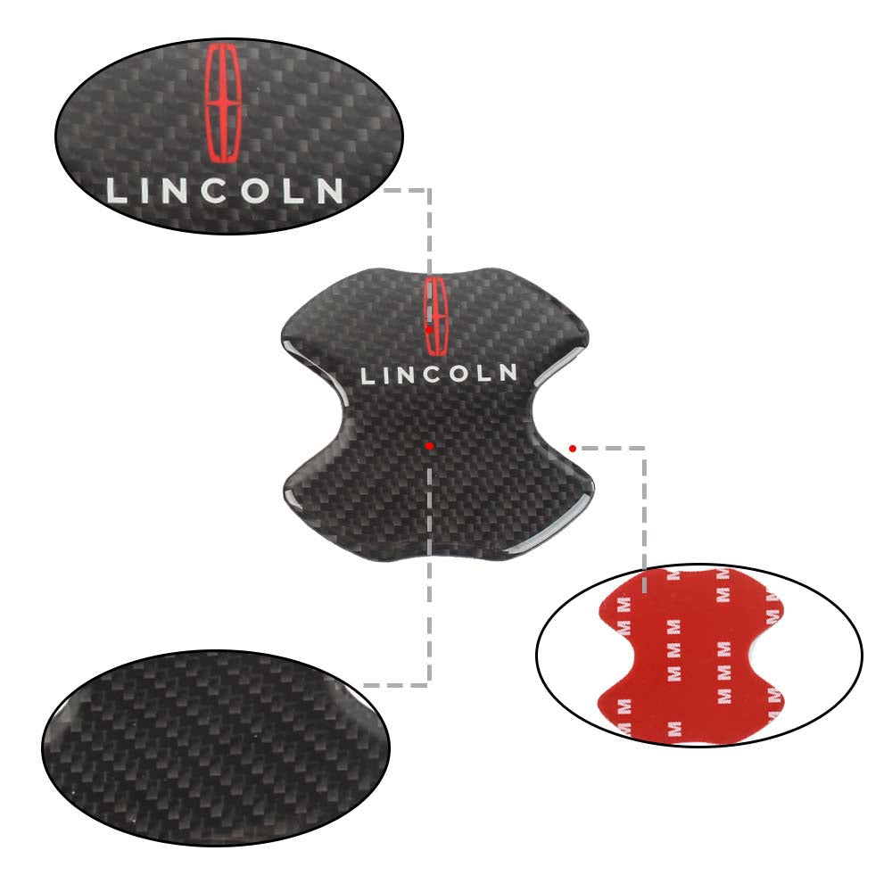 BRAND NEW UNIVERSAL 2PCS LINCOLN REAL CARBON FIBER ANTI-SCRATCH DOOR HANDLE PROTECTOR