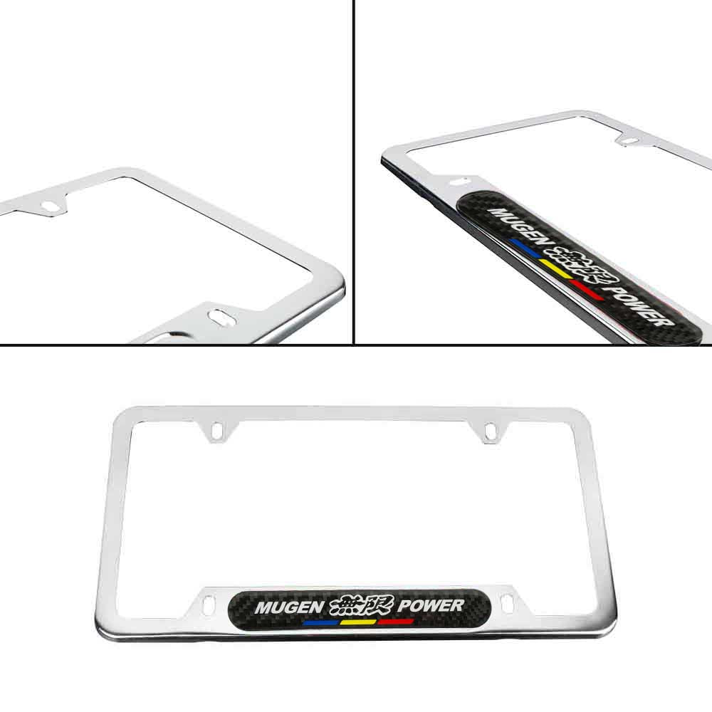 Brand New Universal 1PCS Mugen Power Chrome Metal License Plate Frame