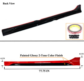 Brand New 2022-2025 Honda Civic Yofer Painted Rallye Red Black 2 Tone Side Skirt Extension