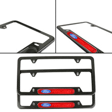 Load image into Gallery viewer, Brand New Universal 2PCS Ford Racing Carbon Fiber Look Metal License Plate Frame