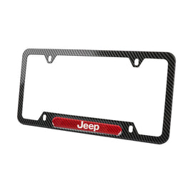 Brand New Universal 1PCS JEEP Carbon Fiber Look Metal License Plate Frame