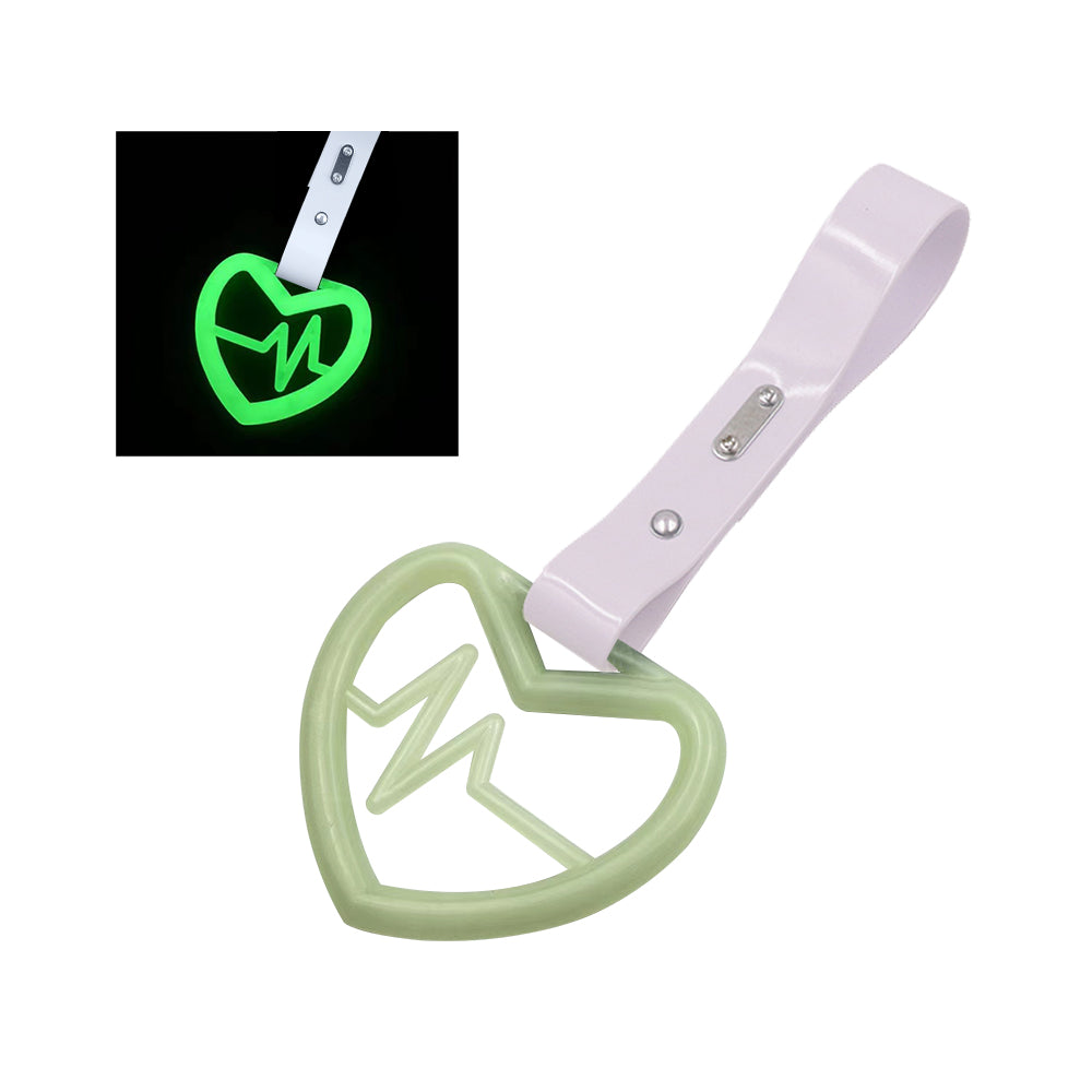 Brand New Heartbeats Glow In Dark Green JDM TSURIKAWA Ring Subway Train Bus Handle White Strap Charm Drift