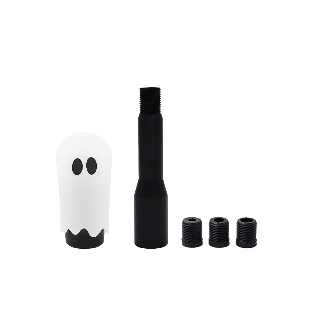 Brand New Universal Ghost Aluminum White Manual Car Gear MT Stick Shift Knob M8 M10 M12 & Black Shifter Extender Extension