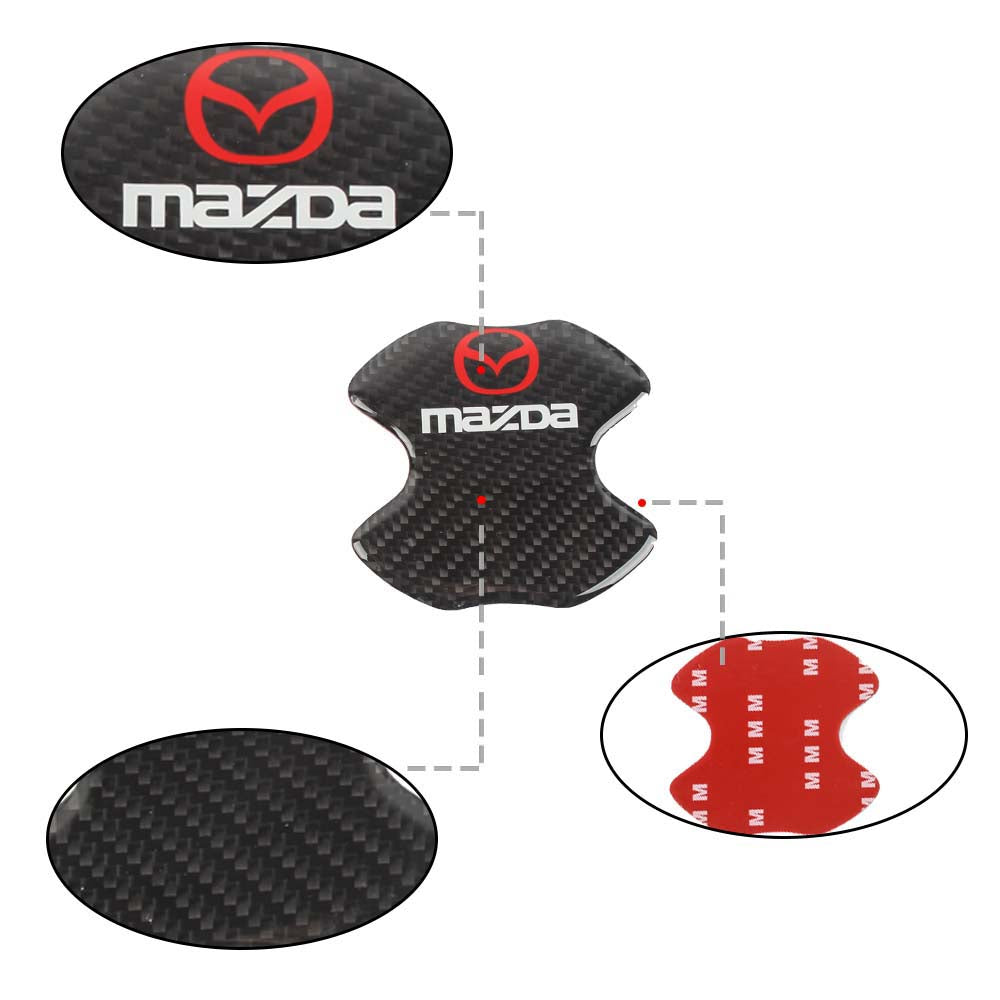 BRAND NEW UNIVERSAL 2PCS MAZDA REAL CARBON FIBER ANTI-SCRATCH DOOR HANDLE PROTECTOR