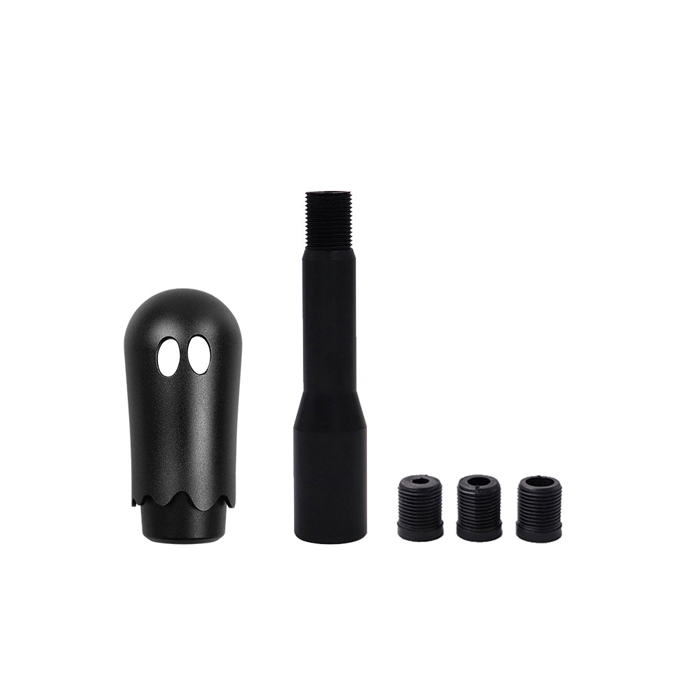 Brand New Universal Ghost Aluminum Black Manual Car Gear MT Stick Shift Knob M8 M10 M12 & Black Shifter Extender Extension