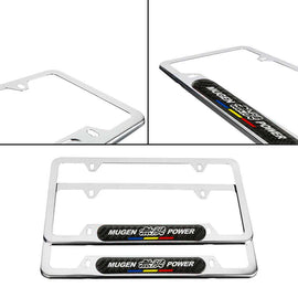 Brand New Universal 2PCS Mugen Power Chrome Metal License Plate Frame