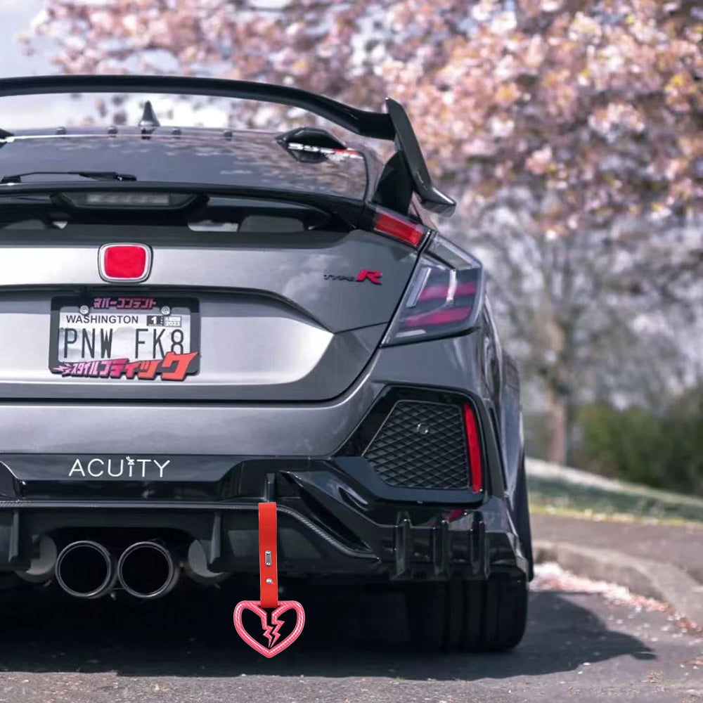 Brand New Pink Broken Heart Carbon Fiber JDM TSURIKAWA Ring Subway Train Bus Handle Strap Charm Drift