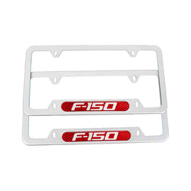 Brand New Universal 2PCS F-150 Silver Metal License Plate Frame