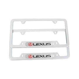 Brand New Universal 2PCS LEXUS Silver Metal License Plate Frame