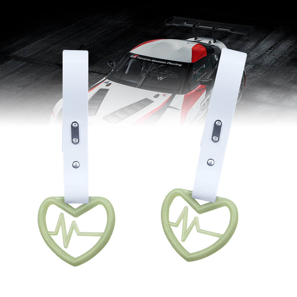 Brand New Heartbeats Glow In Dark Green JDM TSURIKAWA Ring Subway Train Bus Handle White Strap Charm Drift