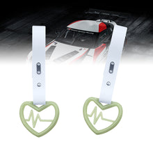Load image into Gallery viewer, Brand New Heartbeats Glow In Dark Green JDM TSURIKAWA Ring Subway Train Bus Handle White Strap Charm Drift