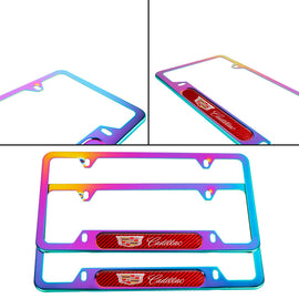 Brand New Universal 2PCS Cadillac Neo Chrome Metal License Plate Frame
