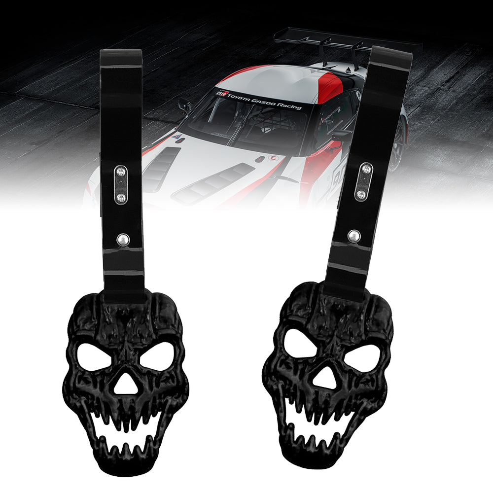 Brand New Skull Head Black JDM TSURIKAWA Ring Subway Train Bus Handle Black Strap Charm Drift