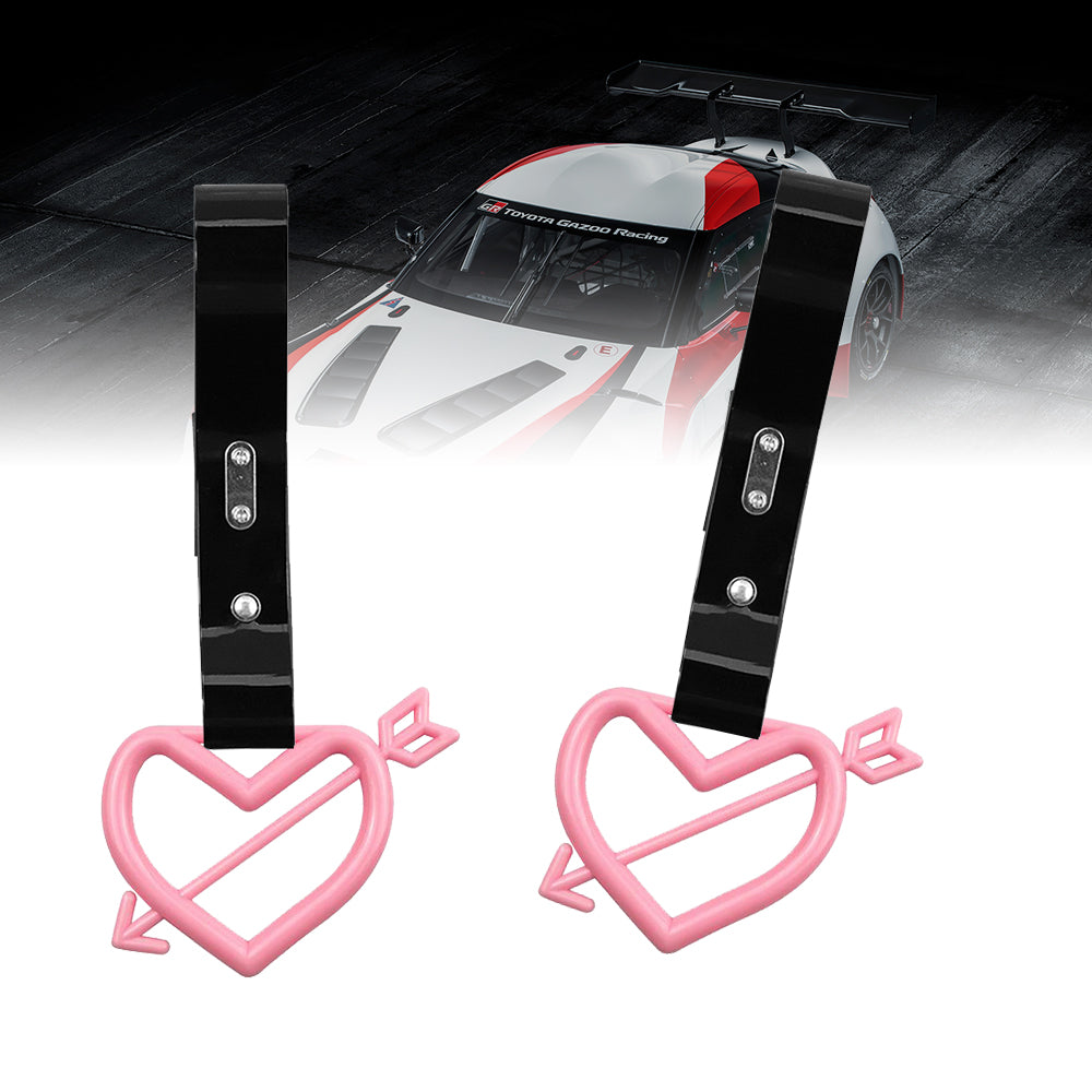 Brand New Arrow Heart Love Pink JDM TSURIKAWA Ring Subway Train Bus Handle Black Strap Charm Drift
