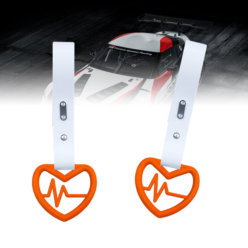 Brand New Heartbeats Orange JDM TSURIKAWA Ring Subway Train Bus Handle White Strap Charm Drift
