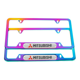 Brand New Universal 2PCS Mitsubishi Neo Chrome Metal License Plate Frame