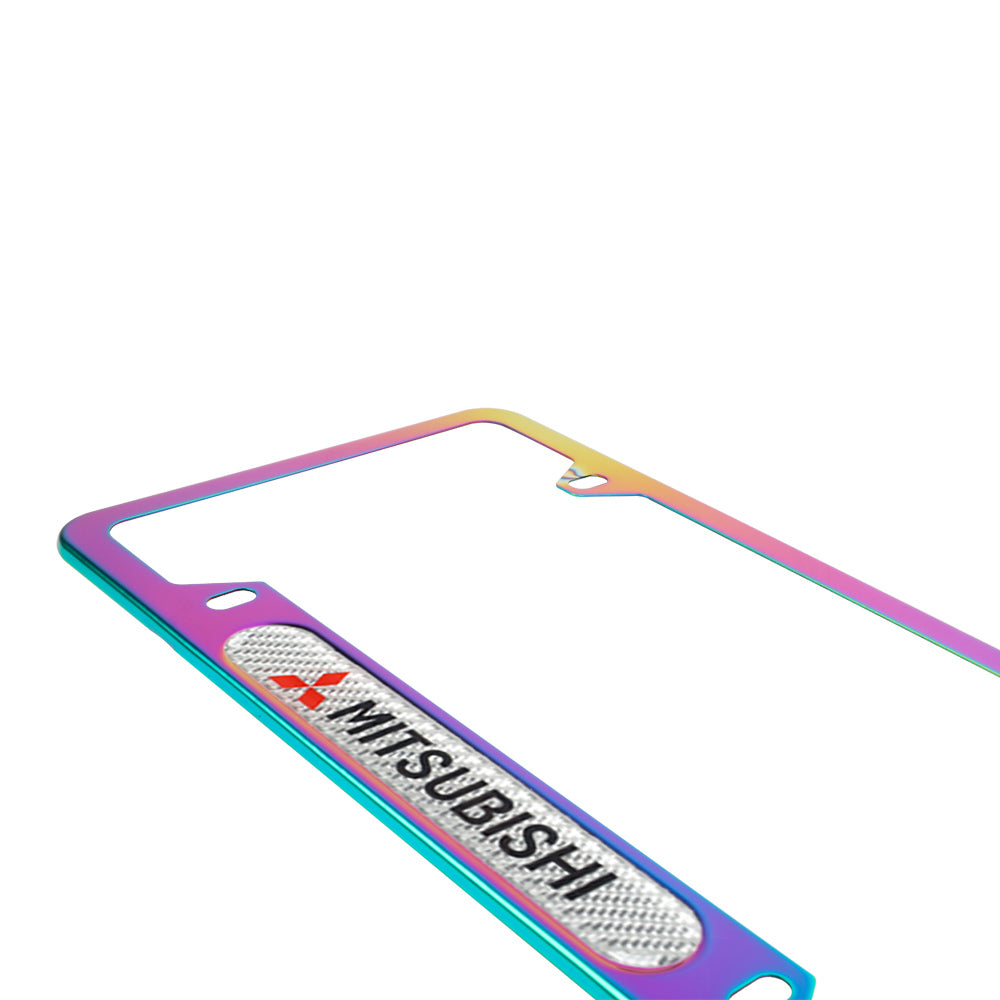 Brand New Universal 2PCS Mitsubishi Neo Chrome Metal License Plate Frame