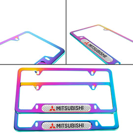 Brand New Universal 2PCS Mitsubishi Neo Chrome Metal License Plate Frame