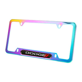 Brand New Universal 1PCS Dodge Neo Chrome Metal License Plate Frame