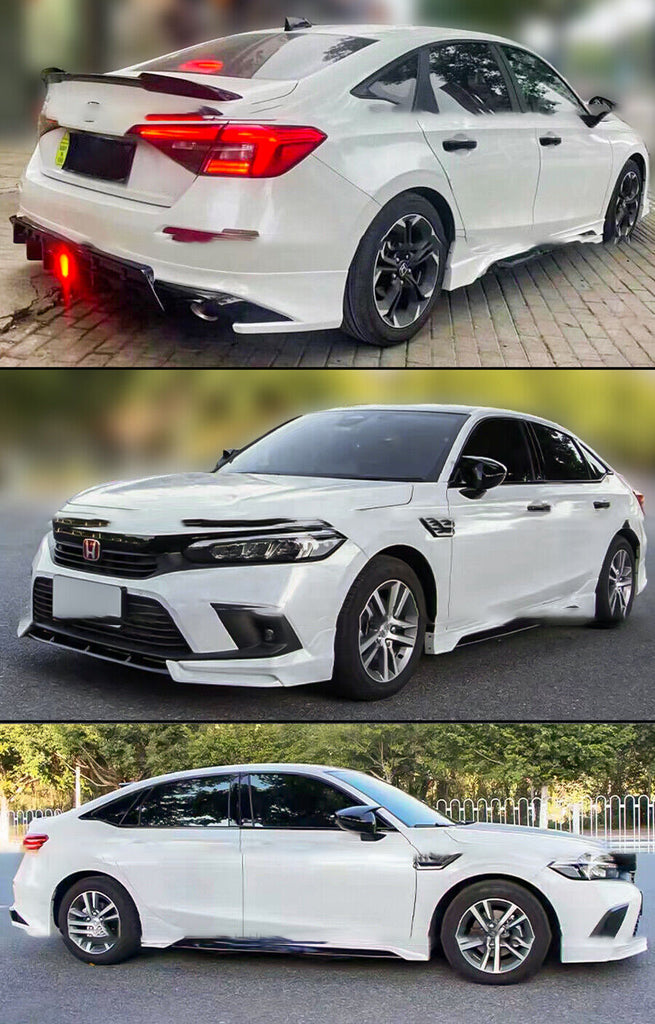 Brand New 2022-2025 Honda Civic Yofer Painted White Pearl Black 2 Tone Side Skirt Extension