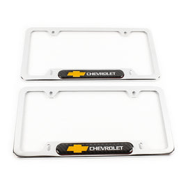 Brand New Universal 2PCS CHEVROLET Chrome Metal License Plate Frame