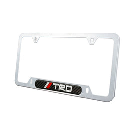 Brand New Universal 1PCS TRD Silver Metal License Plate Frame