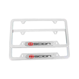 Brand New Universal 2PCS SCION Silver Metal License Plate Frame