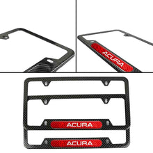 Load image into Gallery viewer, Brand New Universal 2PCS Acura Carbon Fiber Look Metal License Plate Frame