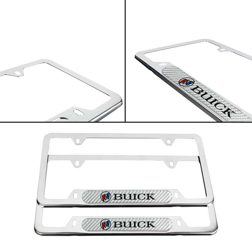 Brand New Universal 2PCS BUICK Chrome Metal License Plate Frame