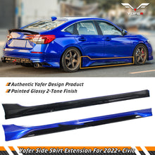 Load image into Gallery viewer, Brand New 2022-2024 Honda Civic Yofer Painted Aegean Blue Black 2 Tone Side Skirt Extension