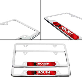 Brand New Universal 2PCS ROUSH PERFORMANCE Chrome Metal License Plate Frame