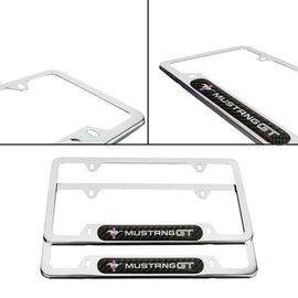 Brand New Universal 2PCS FORD MUSTANG GT Chrome Metal License Plate Frame