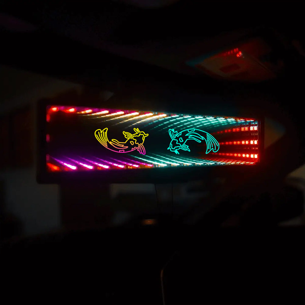 BRAND NEW UNIVERSAL JDM KOI FISH MULTI-COLOR GALAXY MIRROR LED LIGHT CLIP-ON REAR VIEW WINK REARVIEW