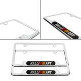 Brand New Universal 2PCS RALLIART Chrome Metal License Plate Frame