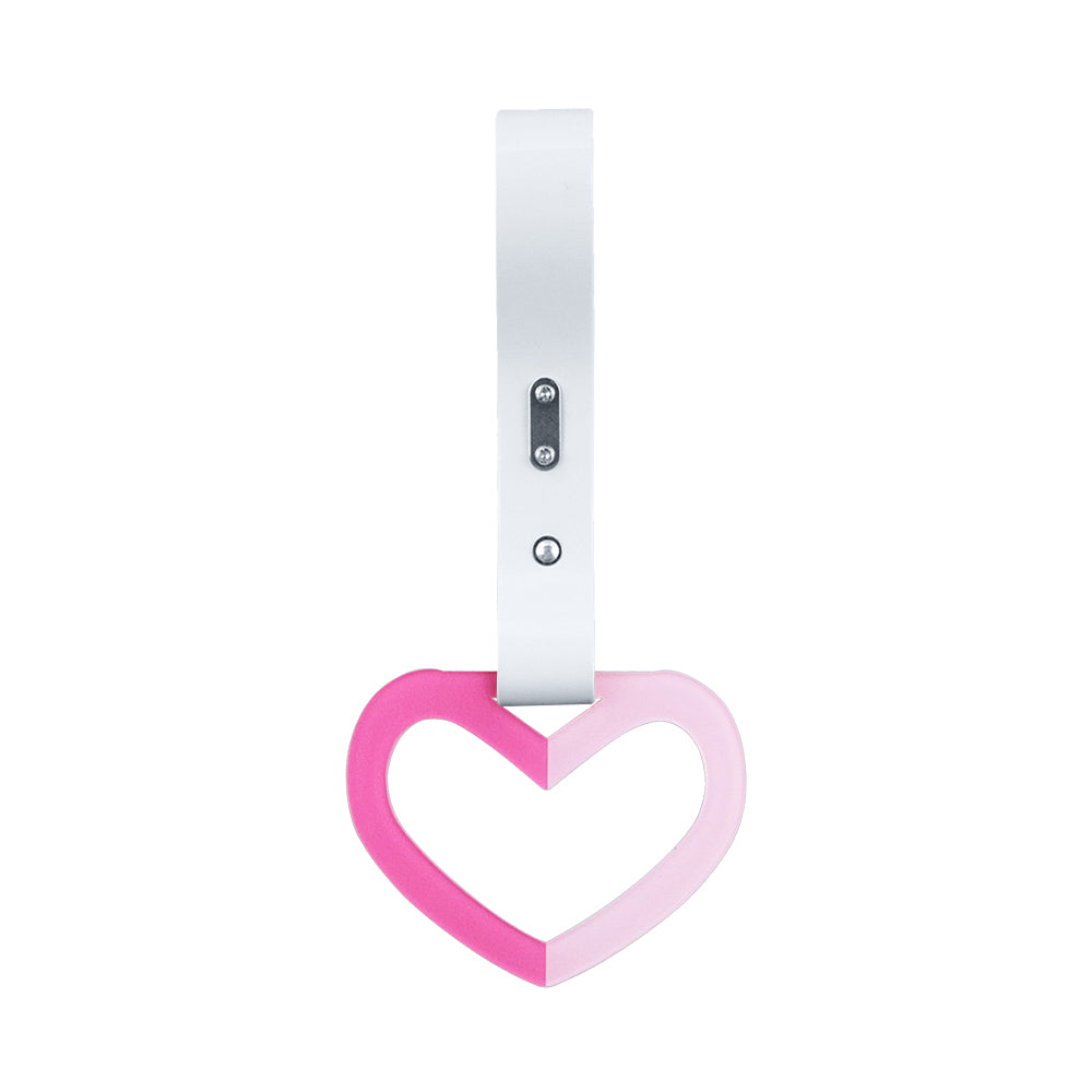 Brand New Double Color Heart Love Dark Pink JDM TSURIKAWA Ring Subway Train Bus Handle White Strap Charm Drift