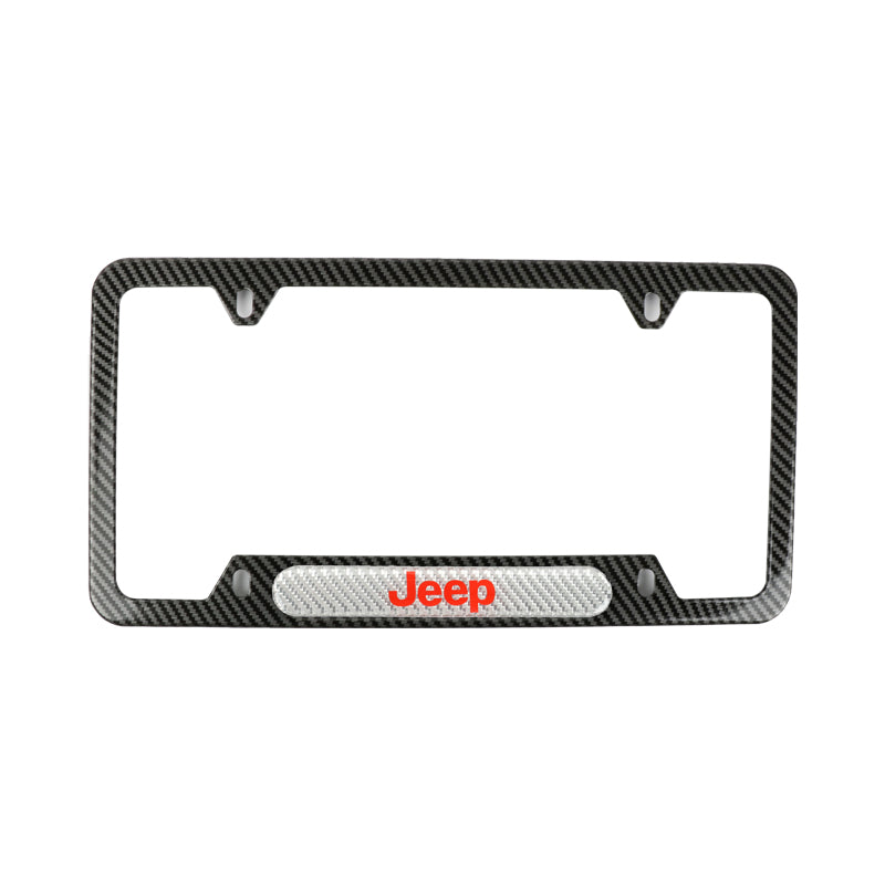 Brand New Universal 2PCS JEEP Carbon Fiber Look Metal License Plate Frame
