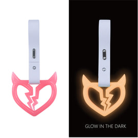 Brand New Devil Demon Broken Heart Glow In The Dark Red JDM TSURIKAWA Ring Subway Train Bus Handle Strap Charm Drift