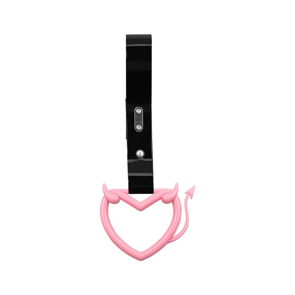 Brand New Devil Love Heart Pink JDM TSURIKAWA Ring Subway Train Bus Handle Black Strap Charm Drift