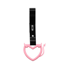 Load image into Gallery viewer, Brand New Devil Love Heart Pink JDM TSURIKAWA Ring Subway Train Bus Handle Black Strap Charm Drift